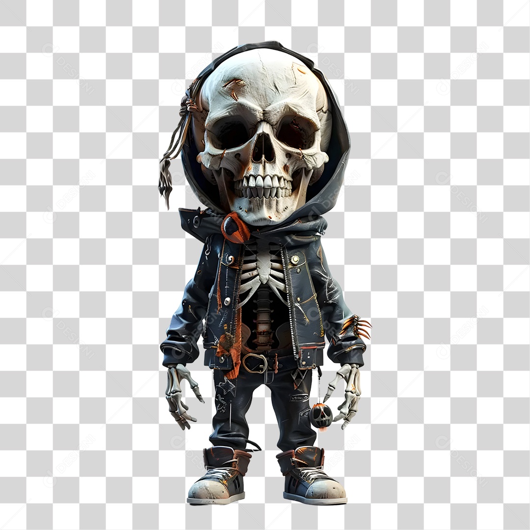 Personagem de Caveira Halloween PNG Transparente