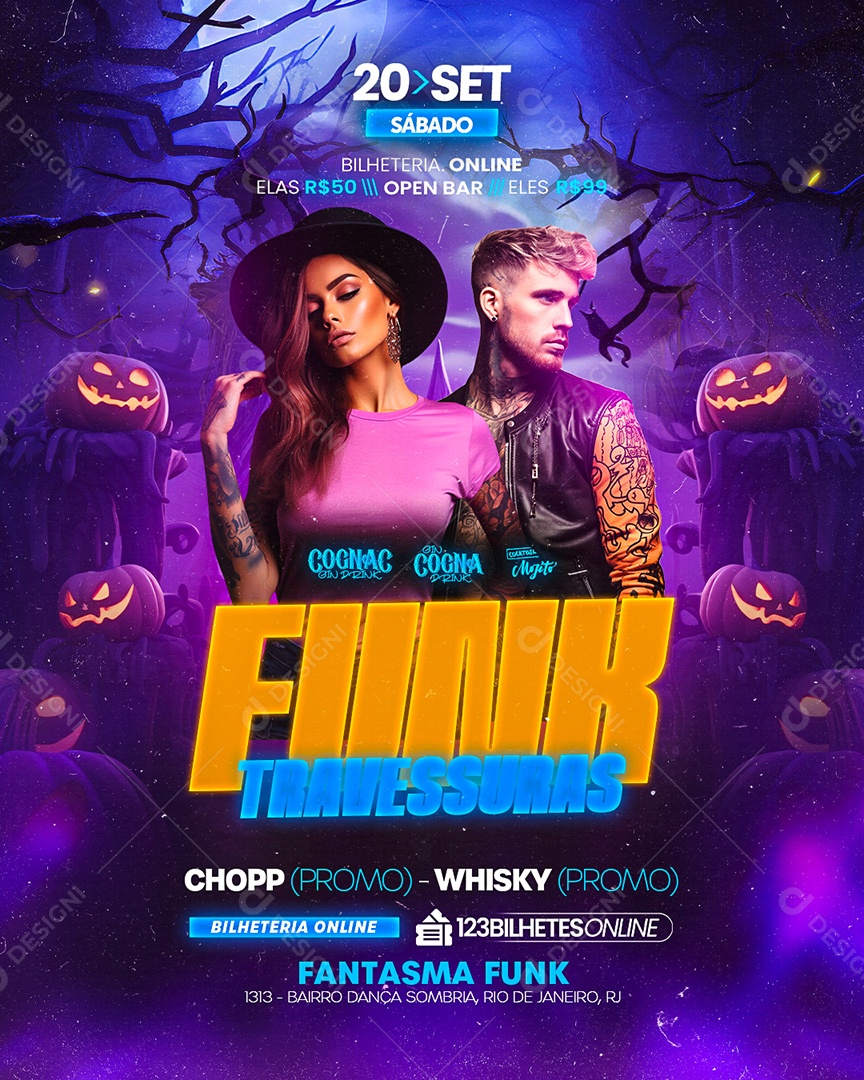Flyer Funk Travessuras Social Media PSD Editável