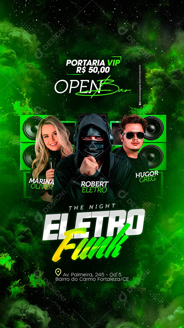 Flyer Story Open Bar Eletro Funk Social Media PSD Editável