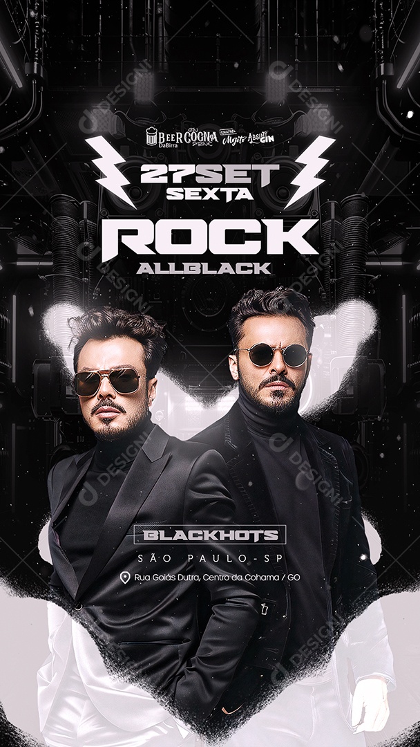 Flyer Story Rock Allblack Social Media PSD Editável