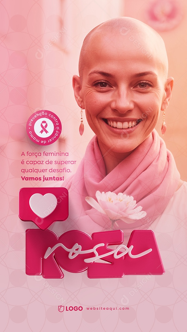 Story Outubro Rosa Mês de Conscientização Sobre o Câncer de Mama Social Media PSD Editável