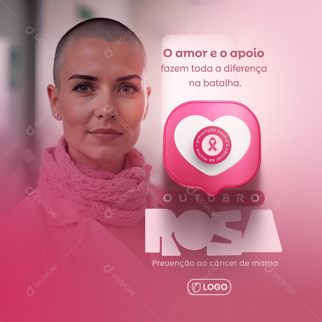 October Rosa Month of Awareness About Mama Social Media PSD Cancer Editable