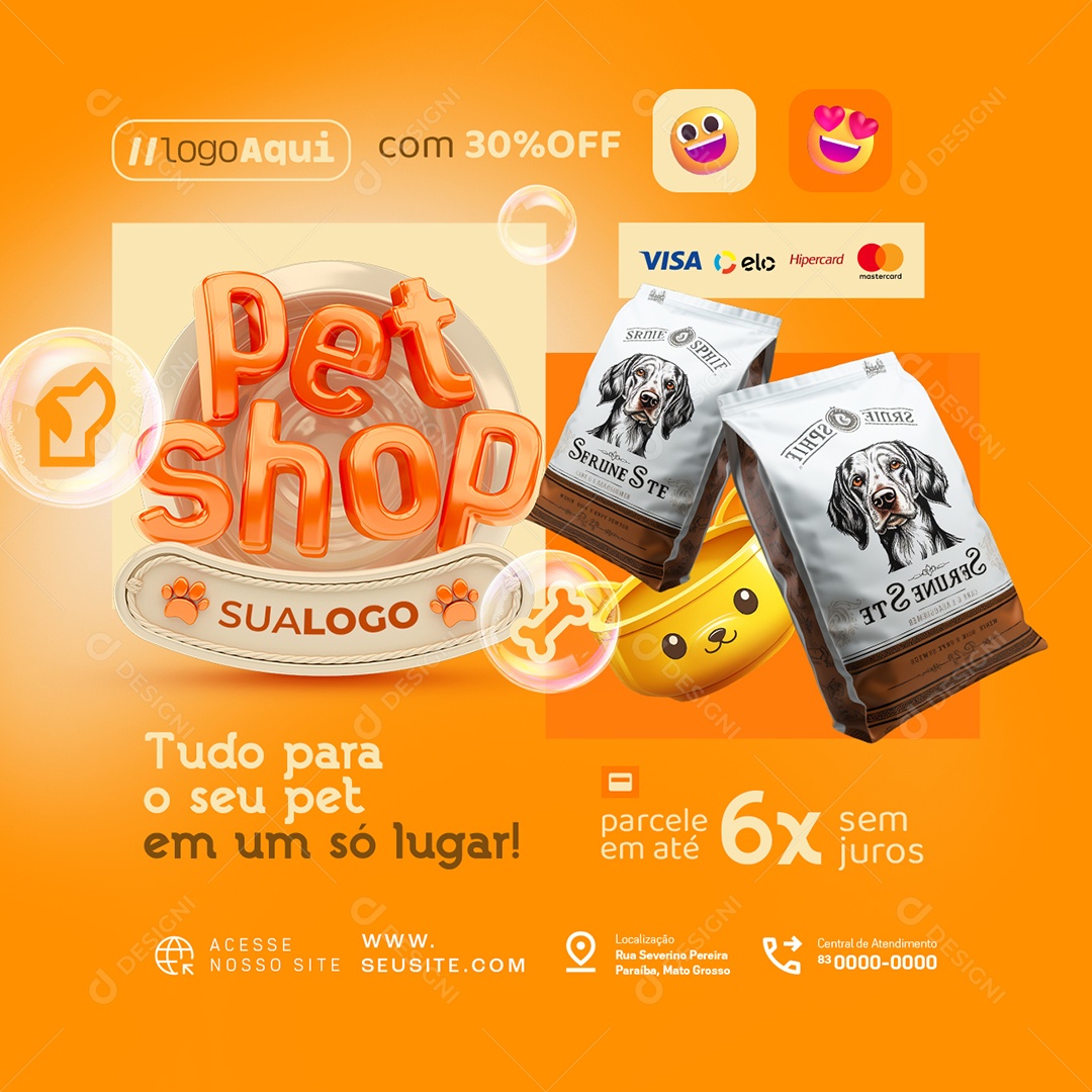 Pet Shop Tudo para seu Pet Social Media PSD Editável