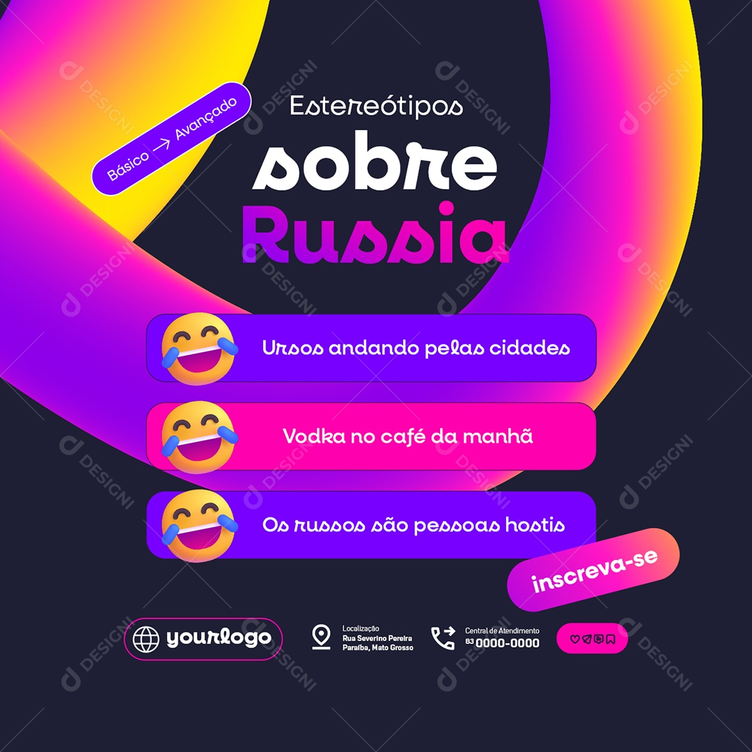 Escola de Idiomas Russia Social Media PSD Editável