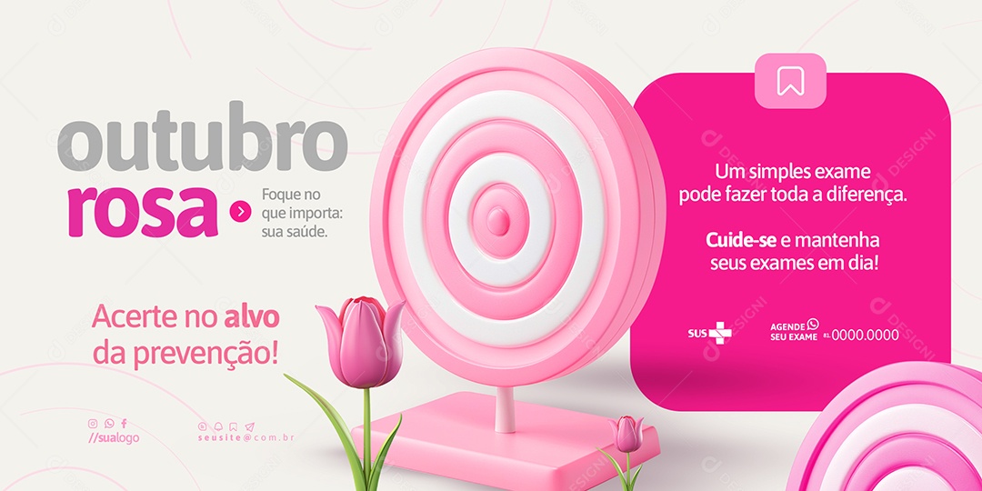 Carrossel Outubro Rosa Campanha de Prevenção Social Media PSD Editável
