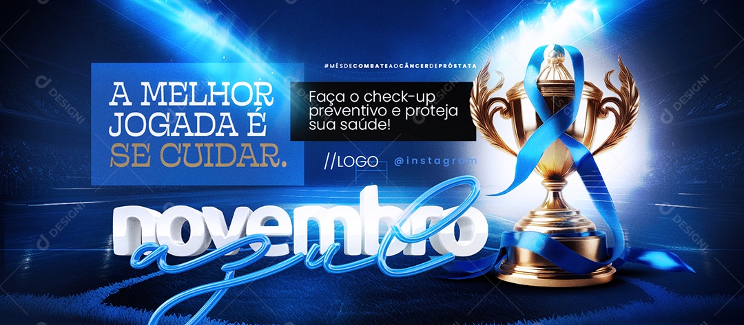 Banner Novembro Azul a Melhor Jogada é se Cuidar Social Media PSD Editável