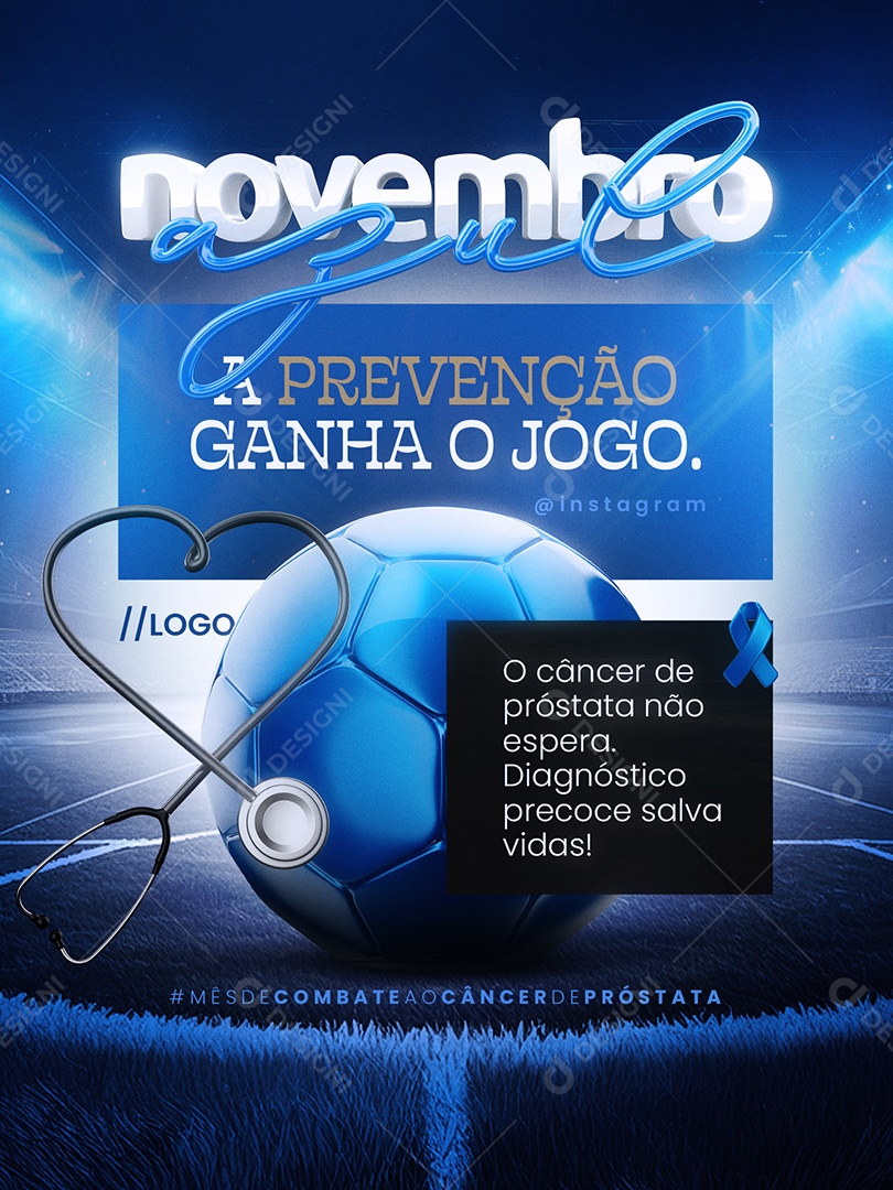 Novembro Azul a Prevenção Ganha o Jogo Social Media PSD Editável