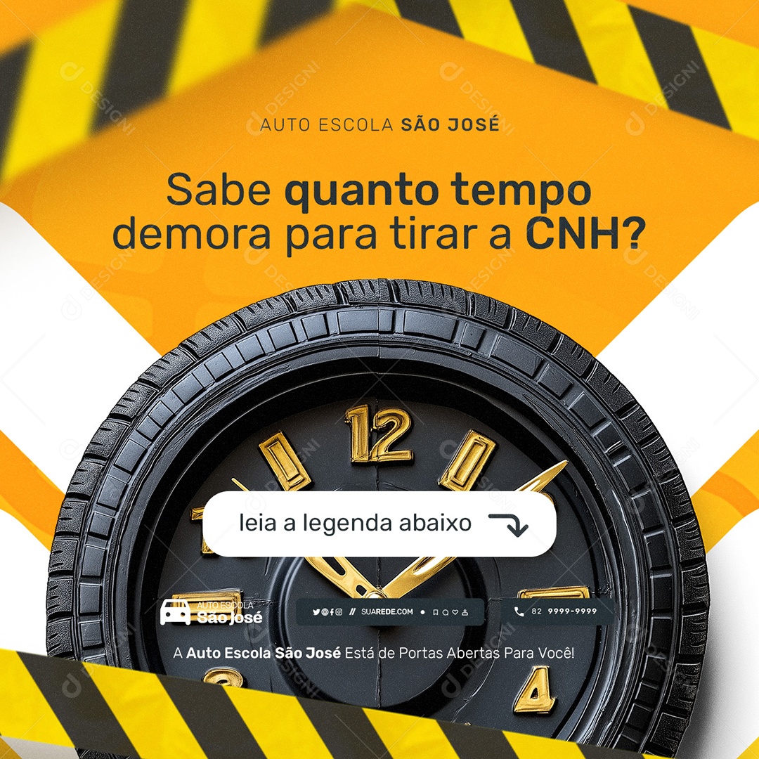 Auto Escola Sabe Quanto Tempo Demora para Tirar a CNH Social Media PSD Editável