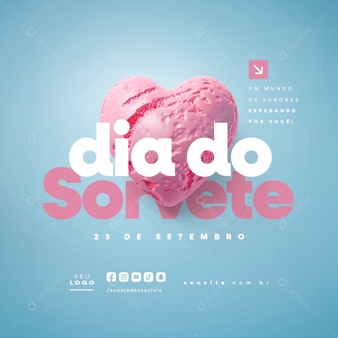 Dia do Sorvete 23 de Setembro Social Media PSD Editável