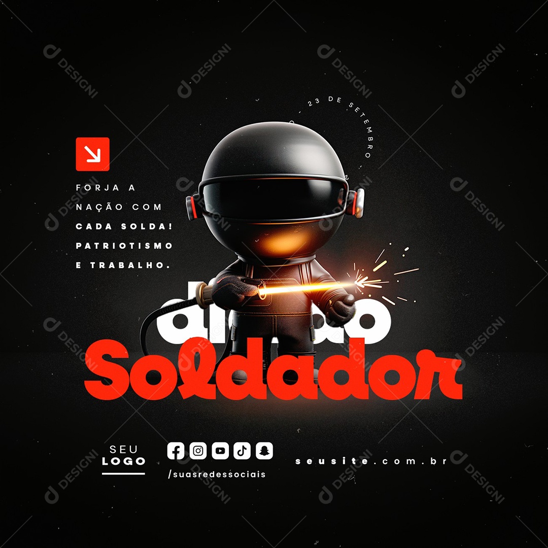 Dia do Soldador 23 de Setembro Forja a Nação com Cada Solda Social Media PSD Editável