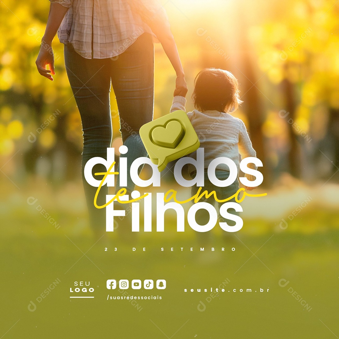 Dia dos Filhos 23 de Setembro Te Amo Social Media PSD Editável