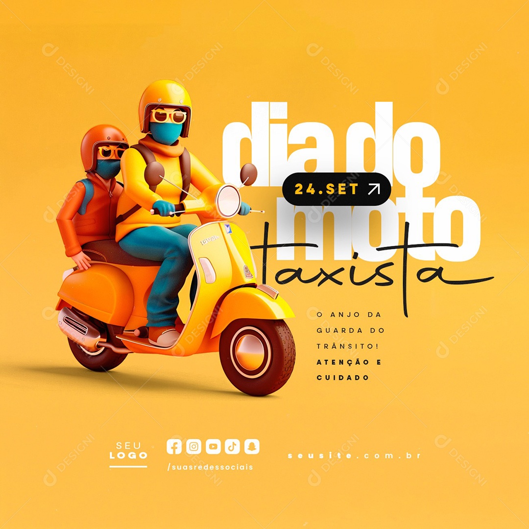 Dia do Mototaxista 24 de Setembro o Anjo da Guarda do Trânsito Social Media PSD Edtável