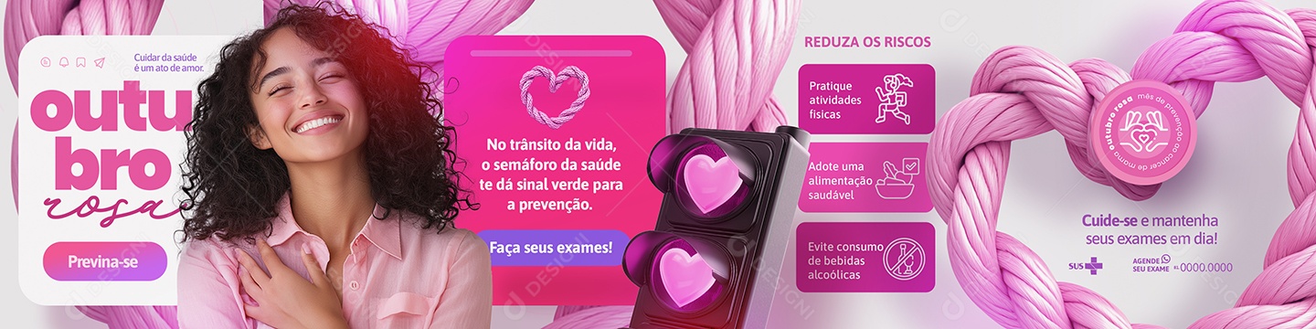 Carrossel Outubro Rosa Campanha de Prevenção Social Media PSD Editável