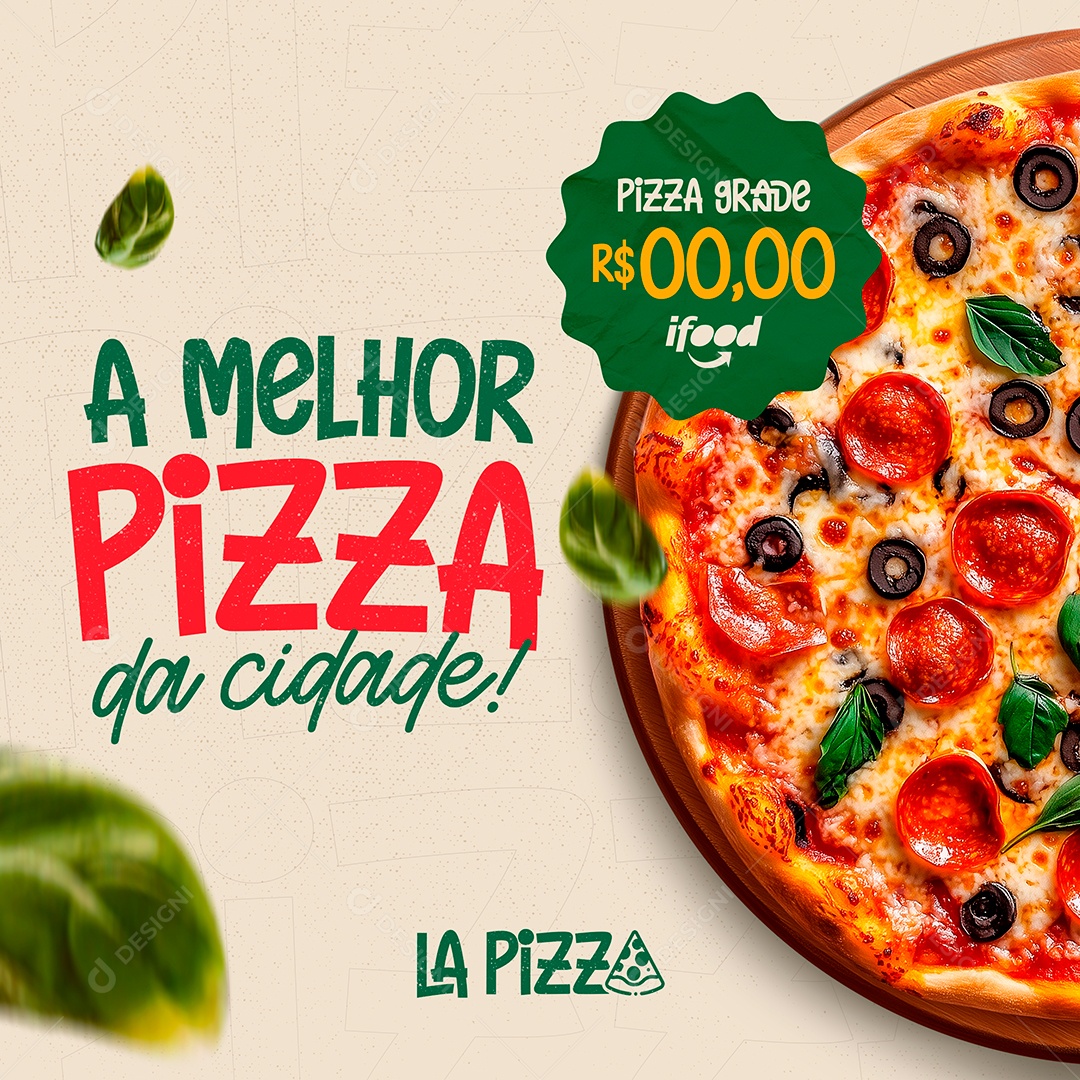 Pizzaria a Melhor Pizza da Cidade Social Media PSD Editável