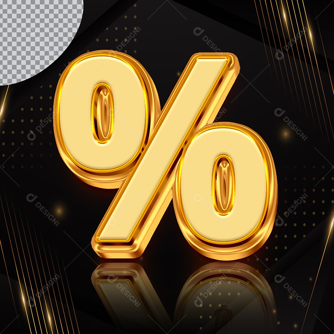 Icone 3D Placa Símbolo Porcentagem Para Composição PSD