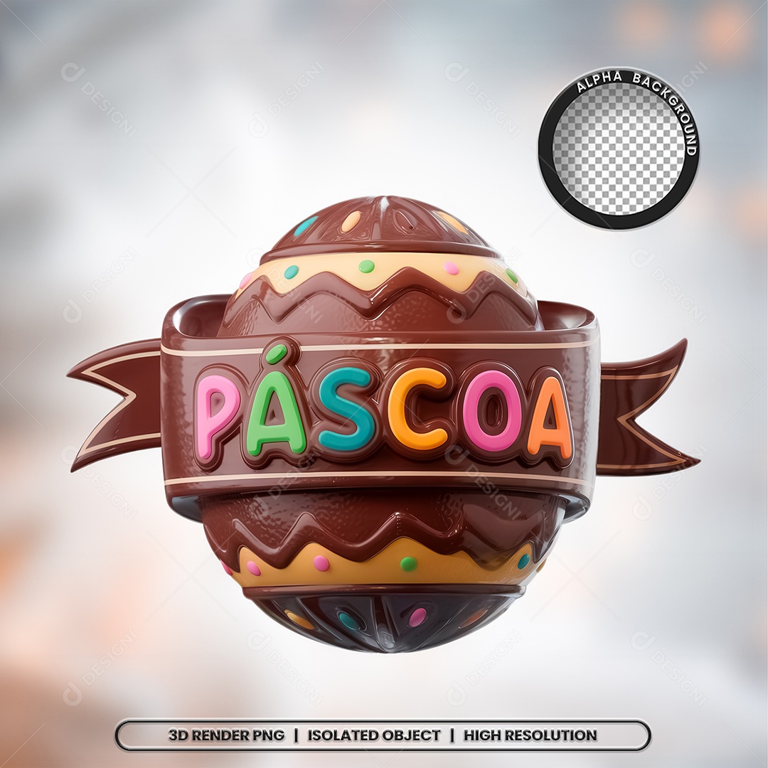 Selo 3D Render Páscoa Elemento Ícone PSD