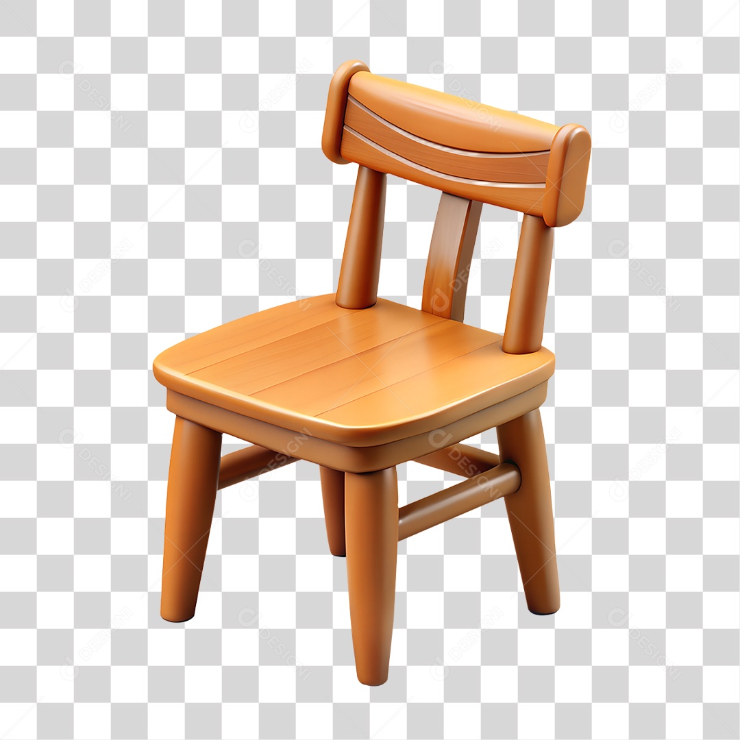 Elemento 3D Cadeira De Madeira PNG Transparente