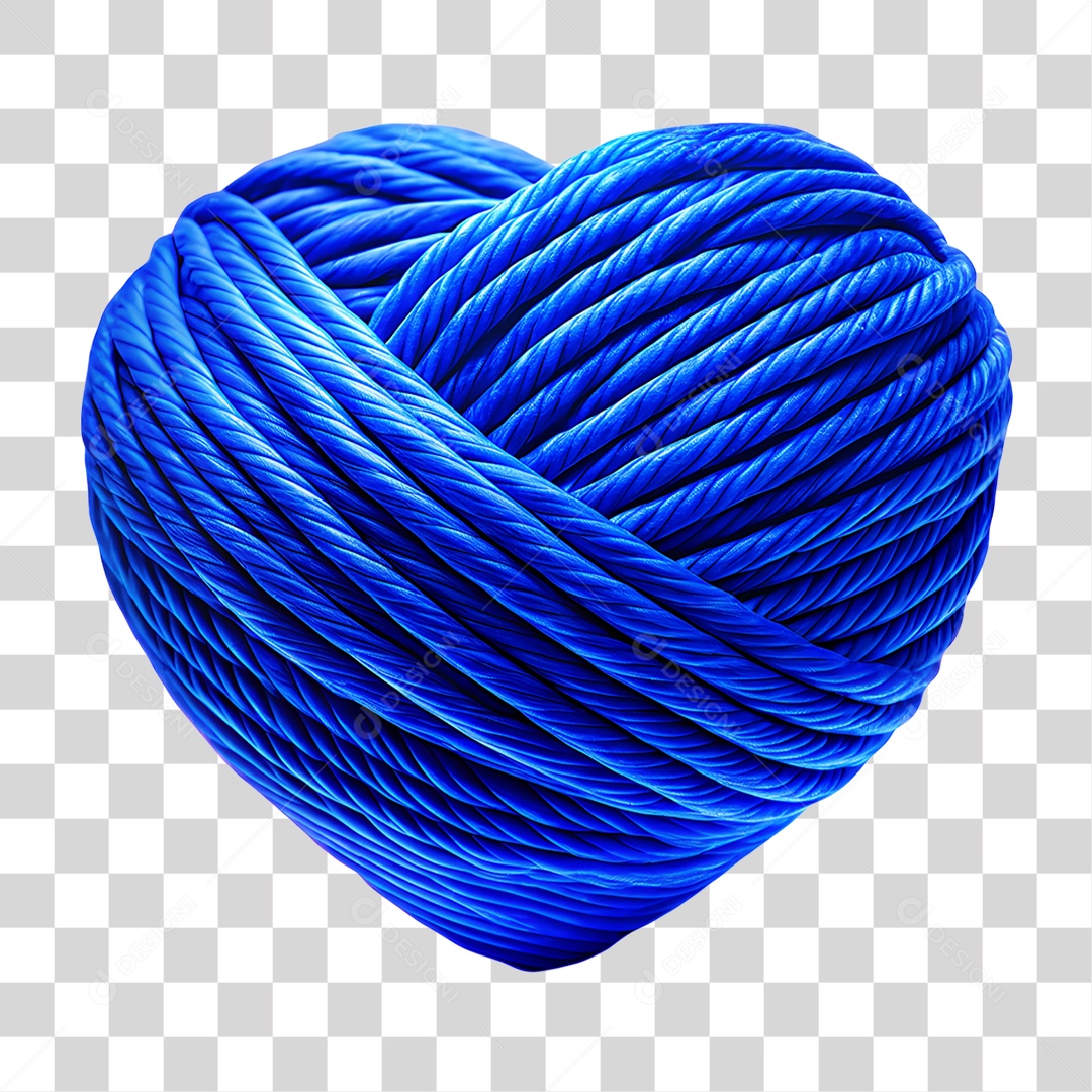Coração De Crochê Azul Elemento 3D Para Composição PNG