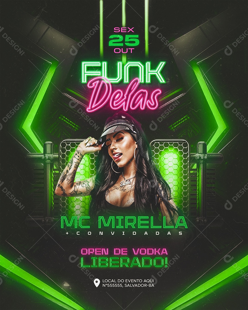 Flyer Funk Delas Mc Mirela Social Media PSD Editável