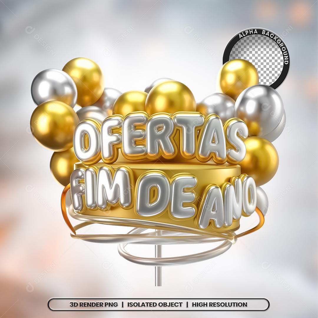 Selo 3D Render Ofertas Fim De Ano Elemento Ícone PSD
