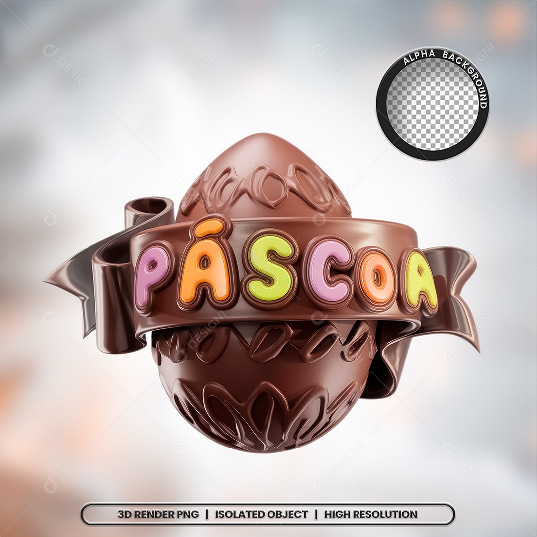 Selo 3D Render Páscoa Elemento Ícone PSD