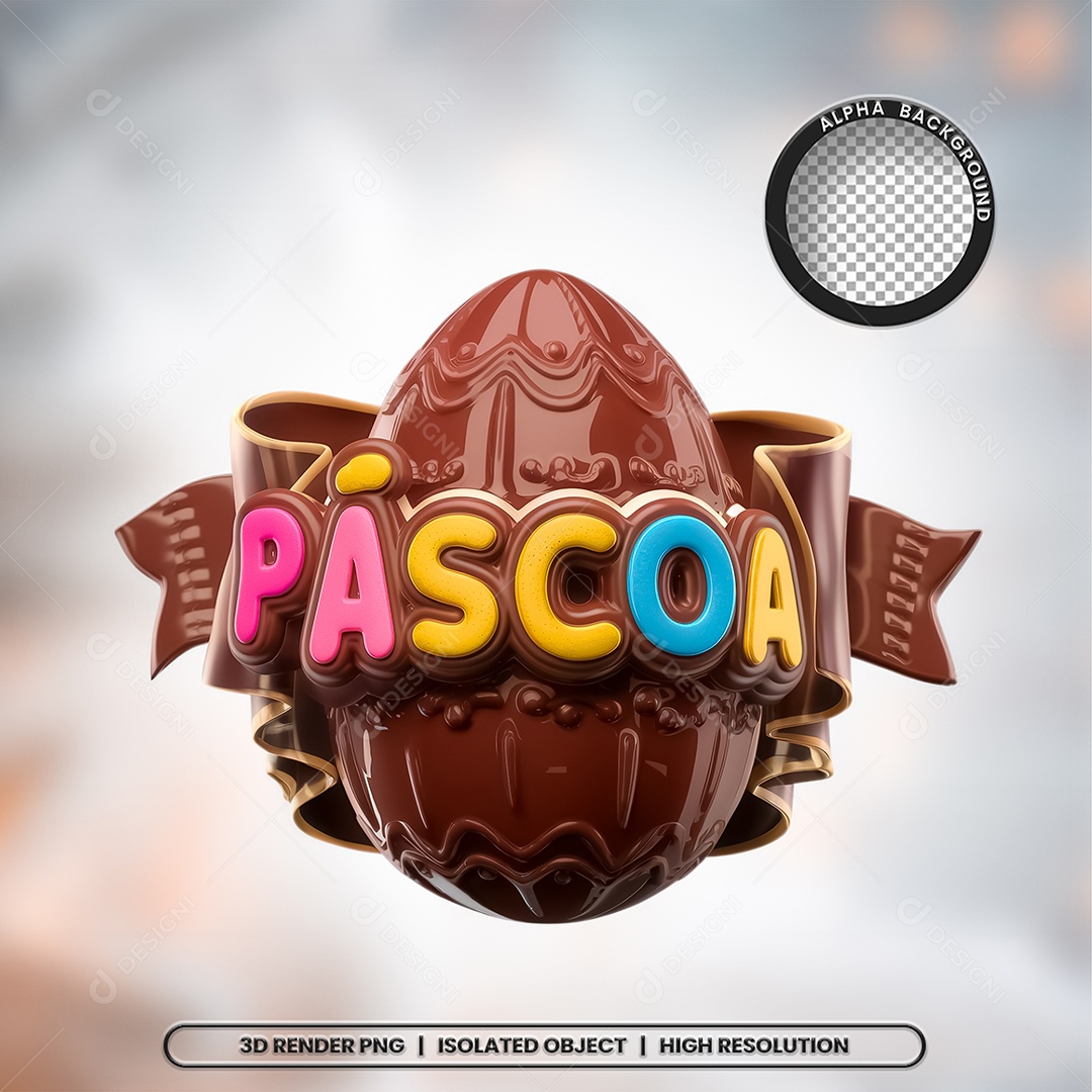 Selo 3D Render Páscoa Elemento Ícone PSD