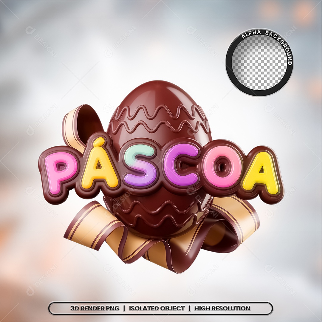 Selo 3D Render Páscoa Elemento Ícone PSD