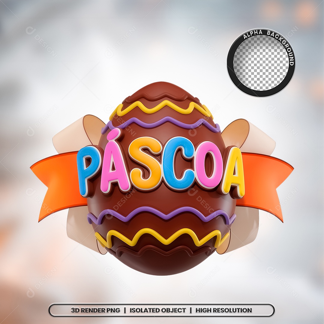 Selo 3D Render Páscoa Elemento Ícone PSD