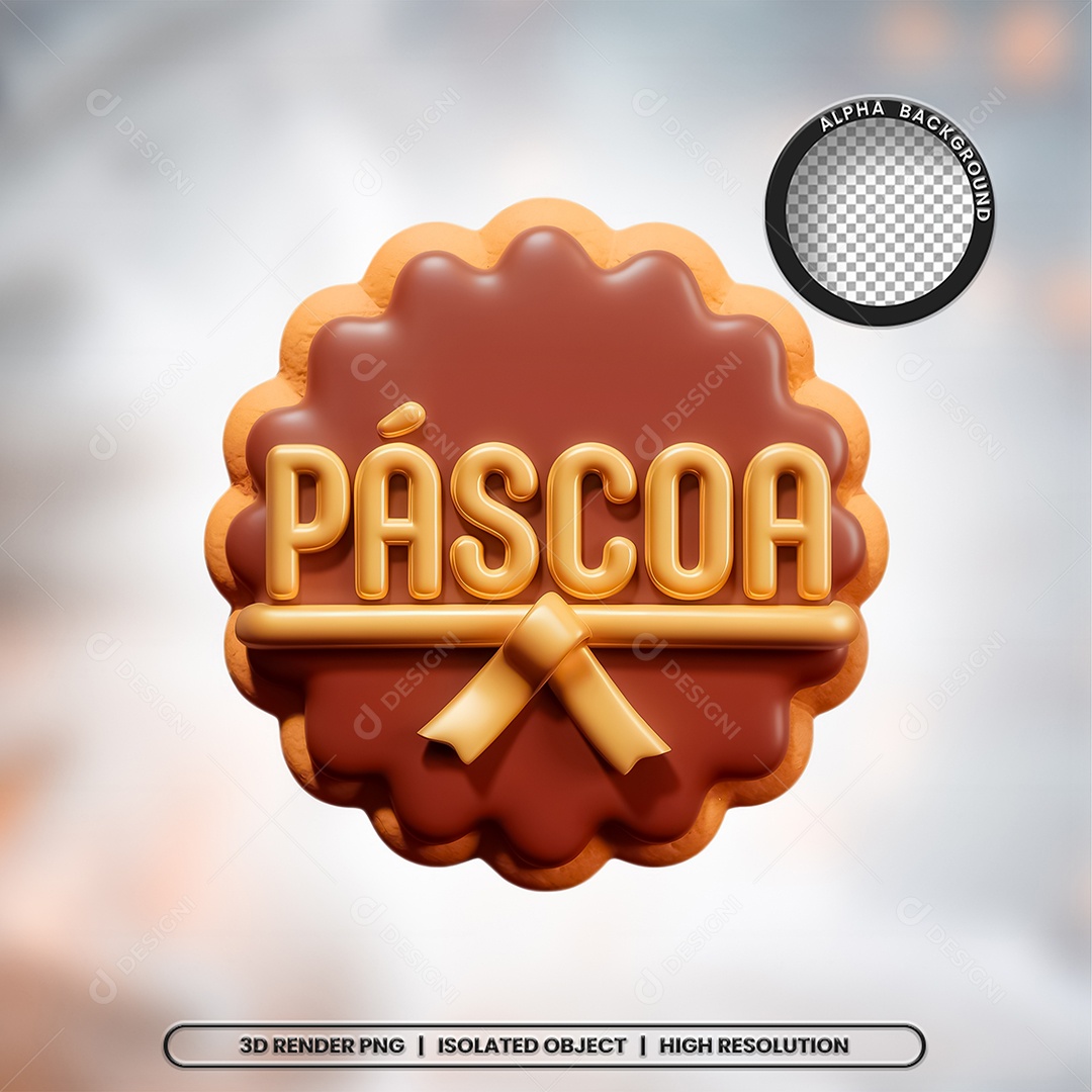 Selo 3D Render Páscoa Elemento Ícone PSD