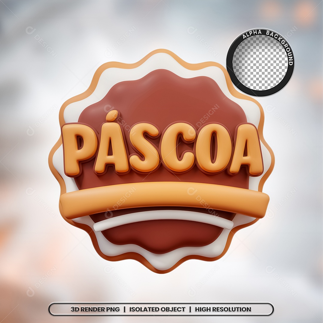 Selo 3D Render Páscoa Elemento Ícone PSD