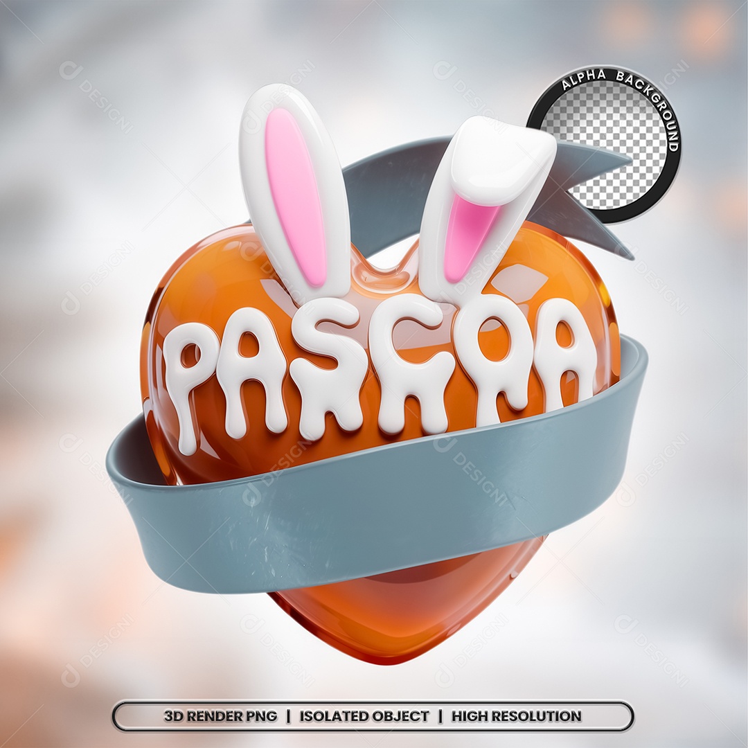 Selo 3D Render Pàscoa Elemento Ícone PSD