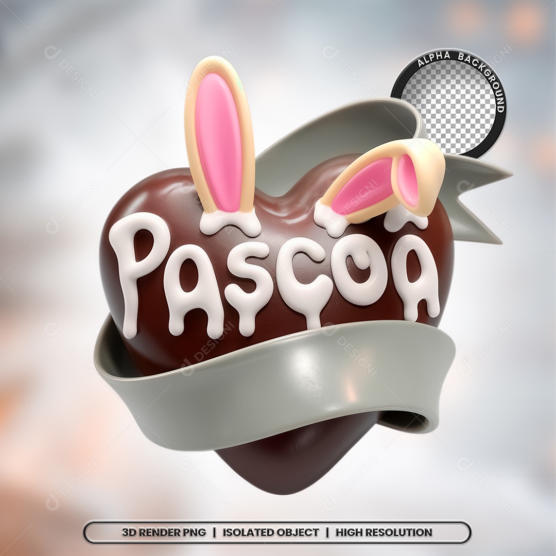 Selo 3D Render Pàscoa Elemento Ícone PSD