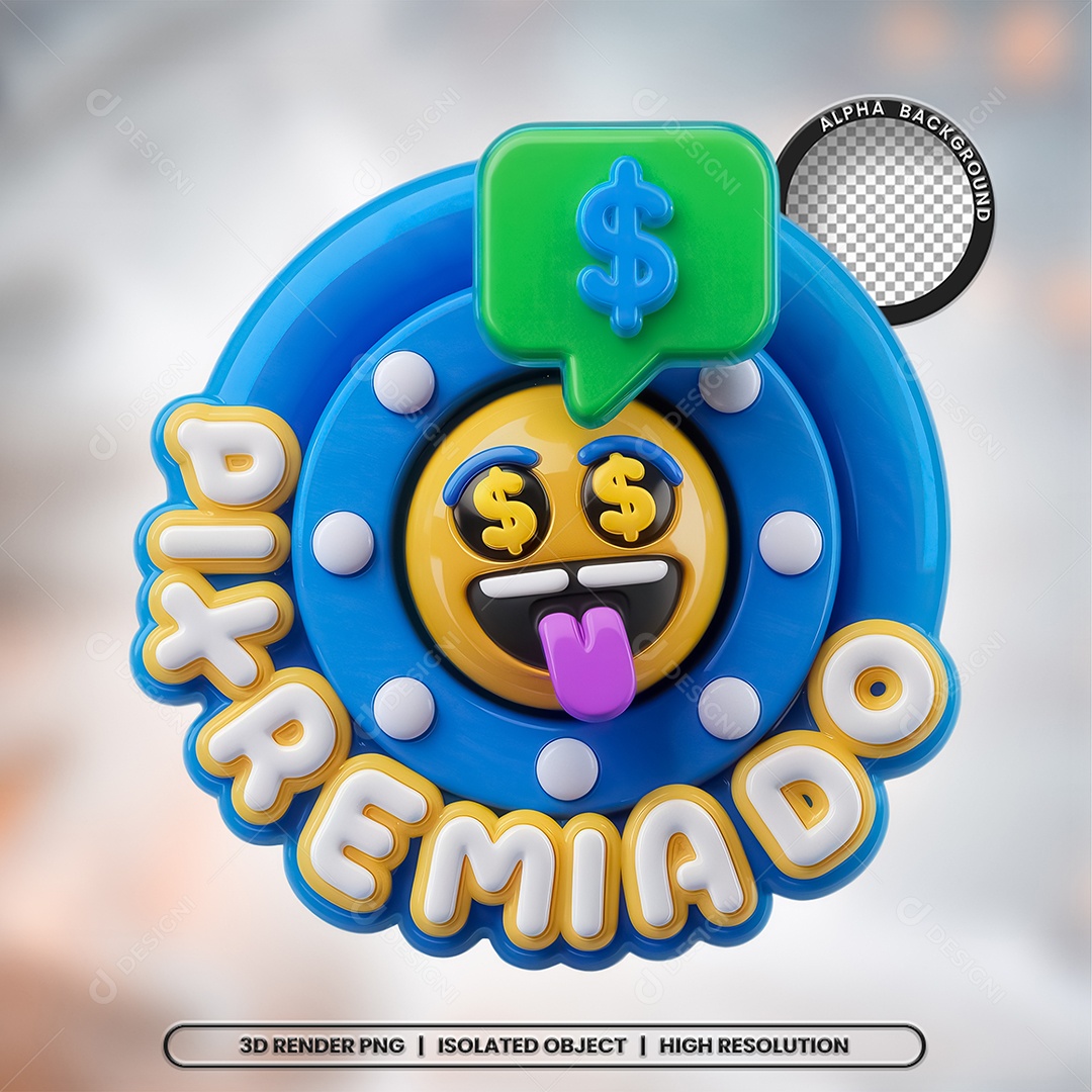 Selo 3D Render Pix Premiado Elemento Ícone PSD