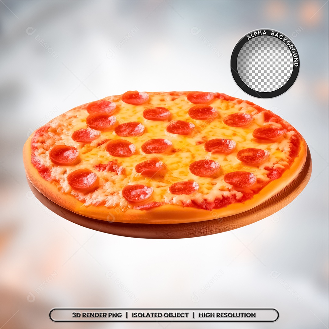 Selo 3D Render Pizza Pizzaria Elemento Ícone PSD