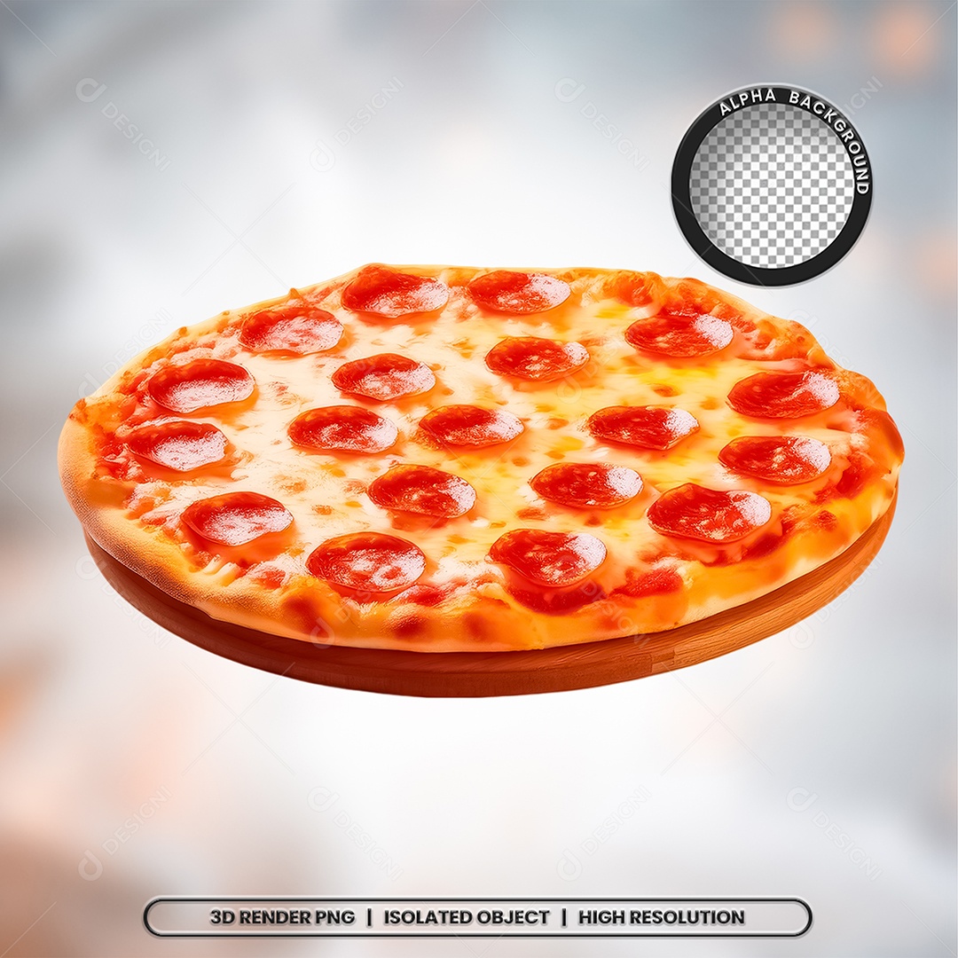 Selo 3D Render Pizza Pizzaria Elemento Ícone PSD