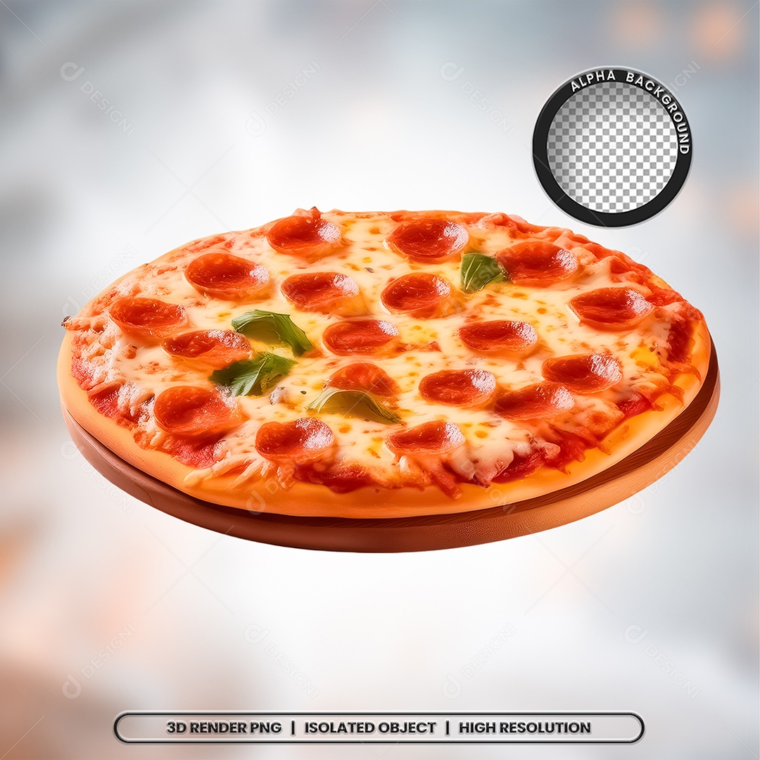 Selo 3D Render Pizza Pizzaria Elemento Ícone PSD