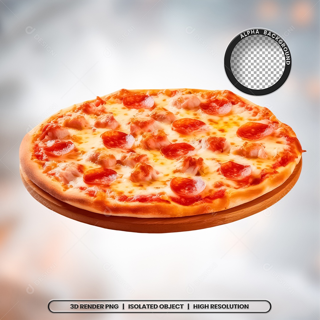 Selo 3D Render Pizza Pizzaria Elemento Ícone PSD