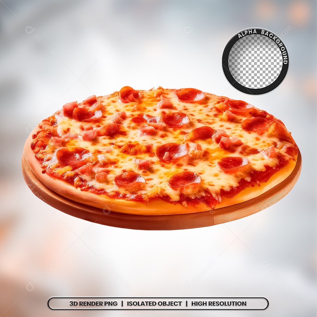 Selo 3D Render Pizza Pizzaria Elemento Ícone PSD