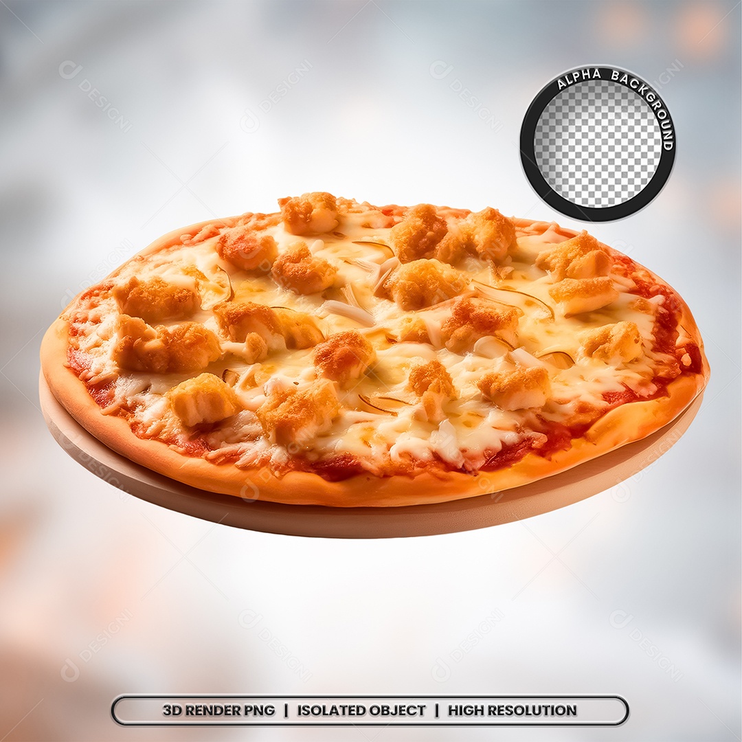 Selo 3D Render Pizza Pizzaria Elemento Ícone PSD
