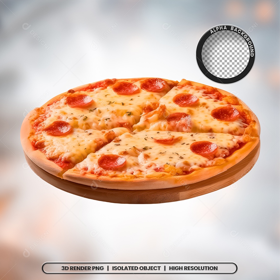 Selo 3D Render Pizza Pizzaria Elemento Ícone PSD