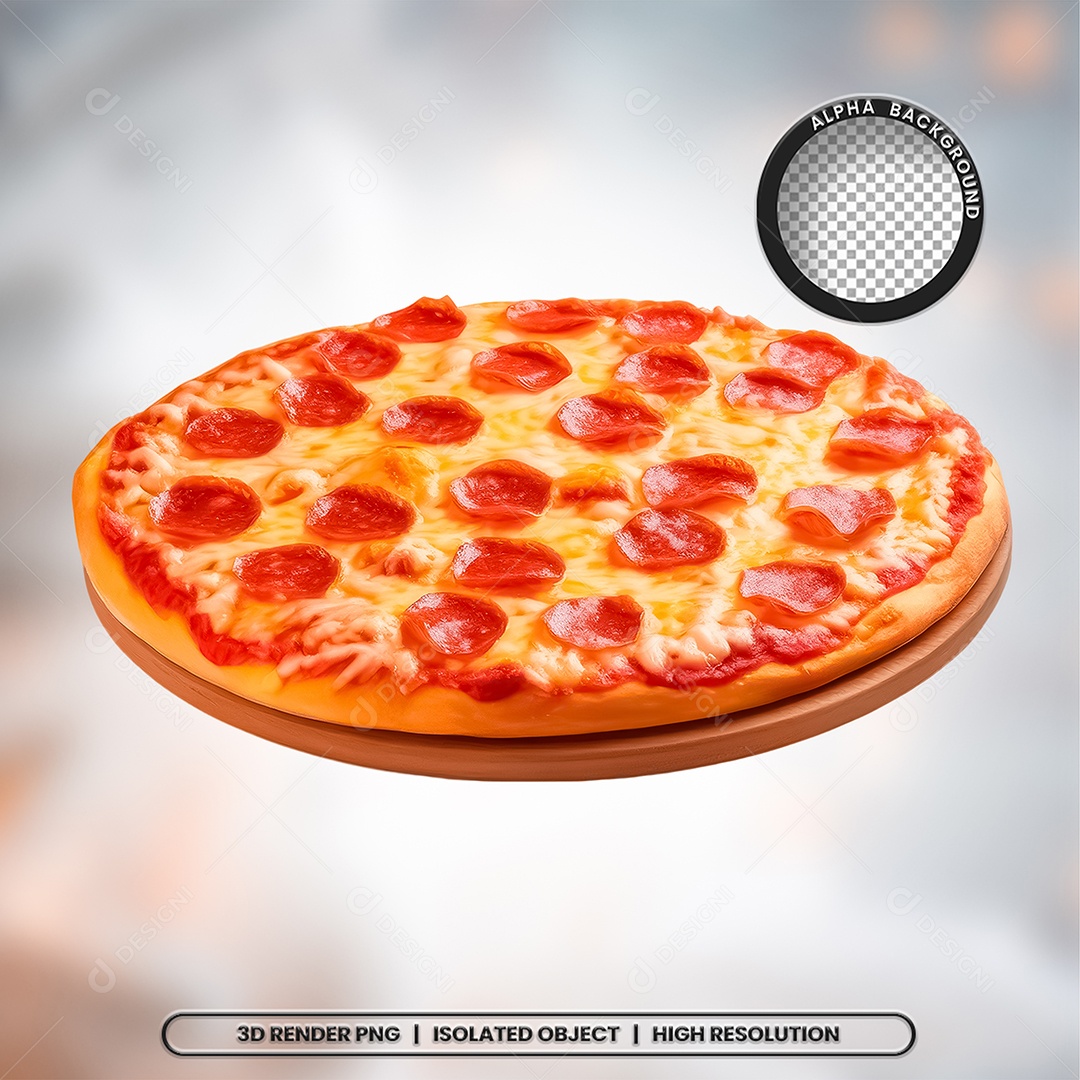 Selo 3D Render Pizza Pizzaria Elemento Ícone PSD