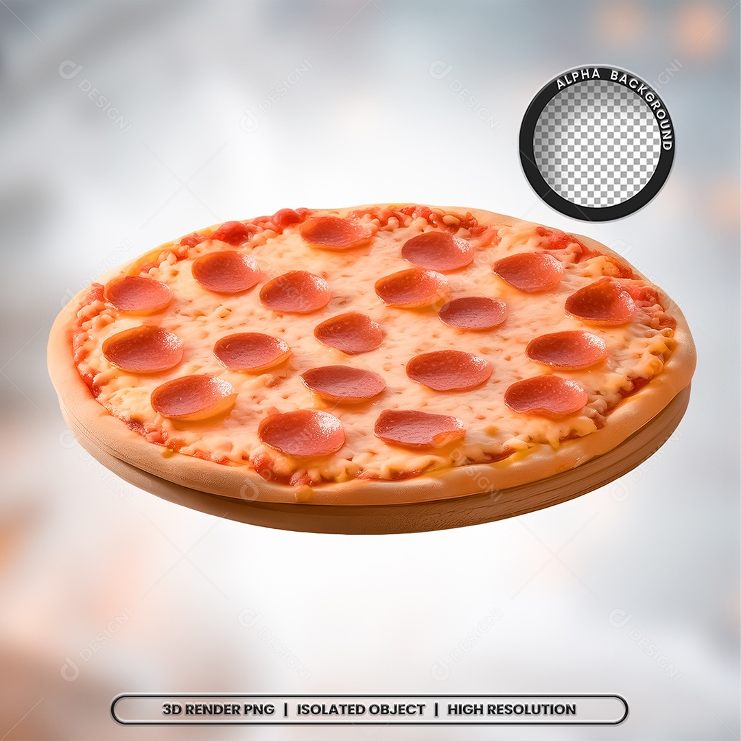 Selo 3D Render Pizza Pizzaria Elemento Ícone PSD