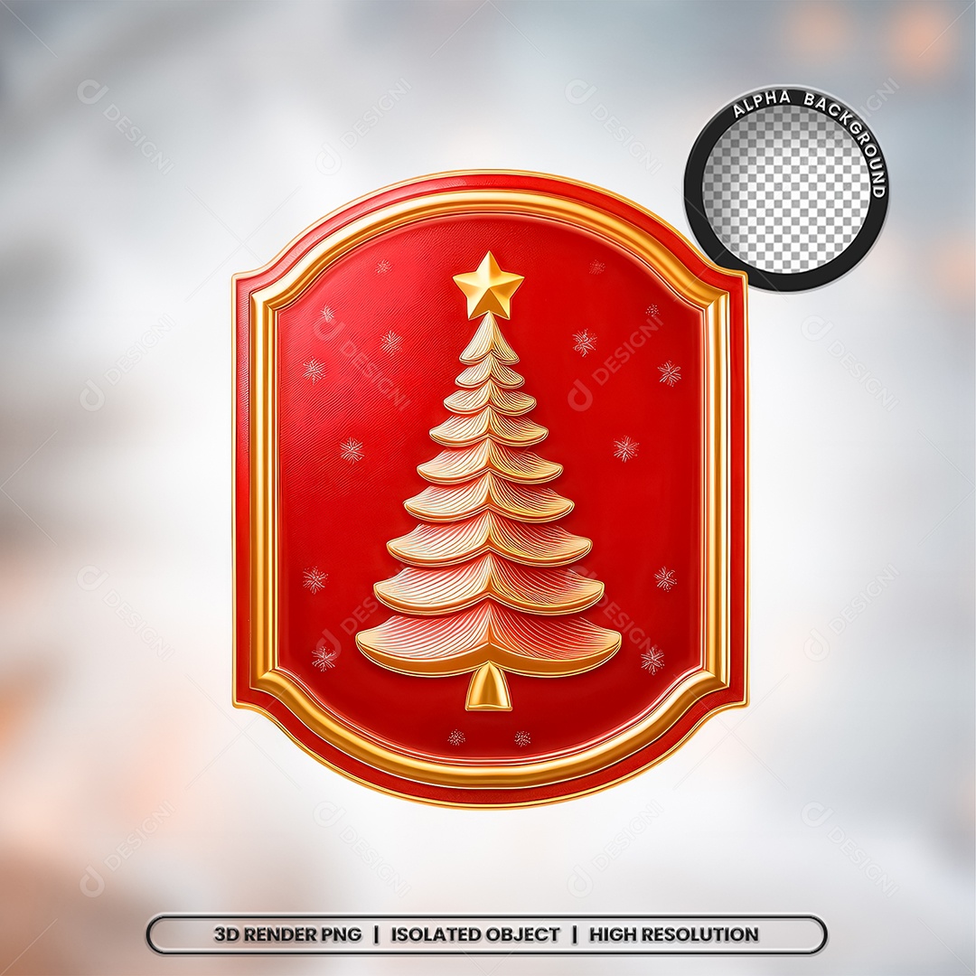 Selo 3D Render Placa De Natal Elemento Ícone PSD