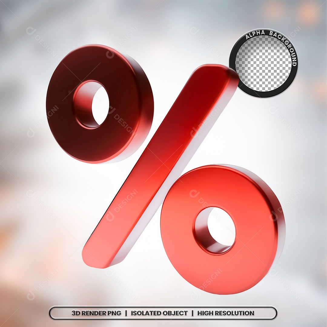 Selo 3D Render Porcentagem Elemento Ícone PSD