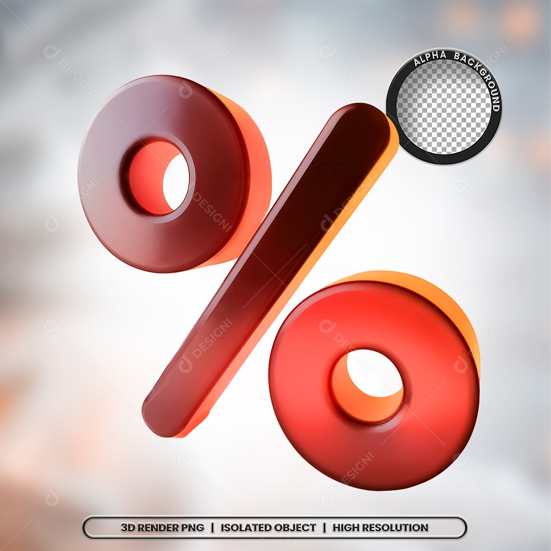 Selo 3D Render Porcentagem Elemento Ícone PSD