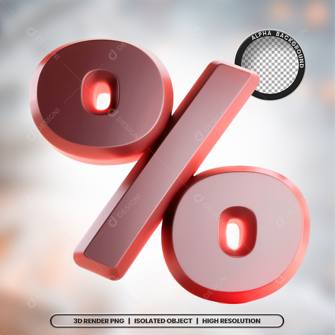 Selo 3D Render Porcentagem Elemento Ícone PSD