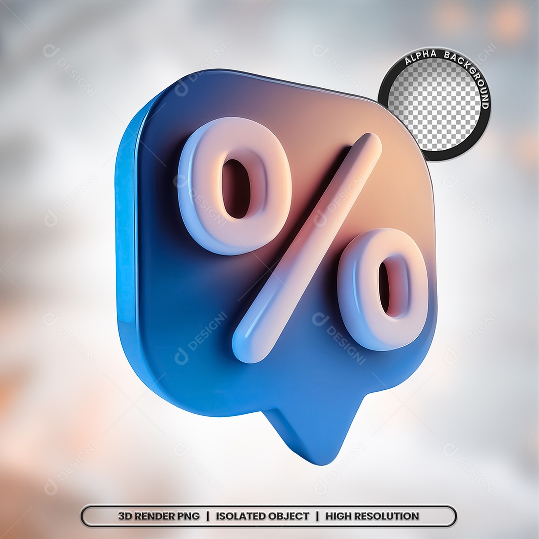 Selo 3D Render Porcentagem Elemento Ícone PSD