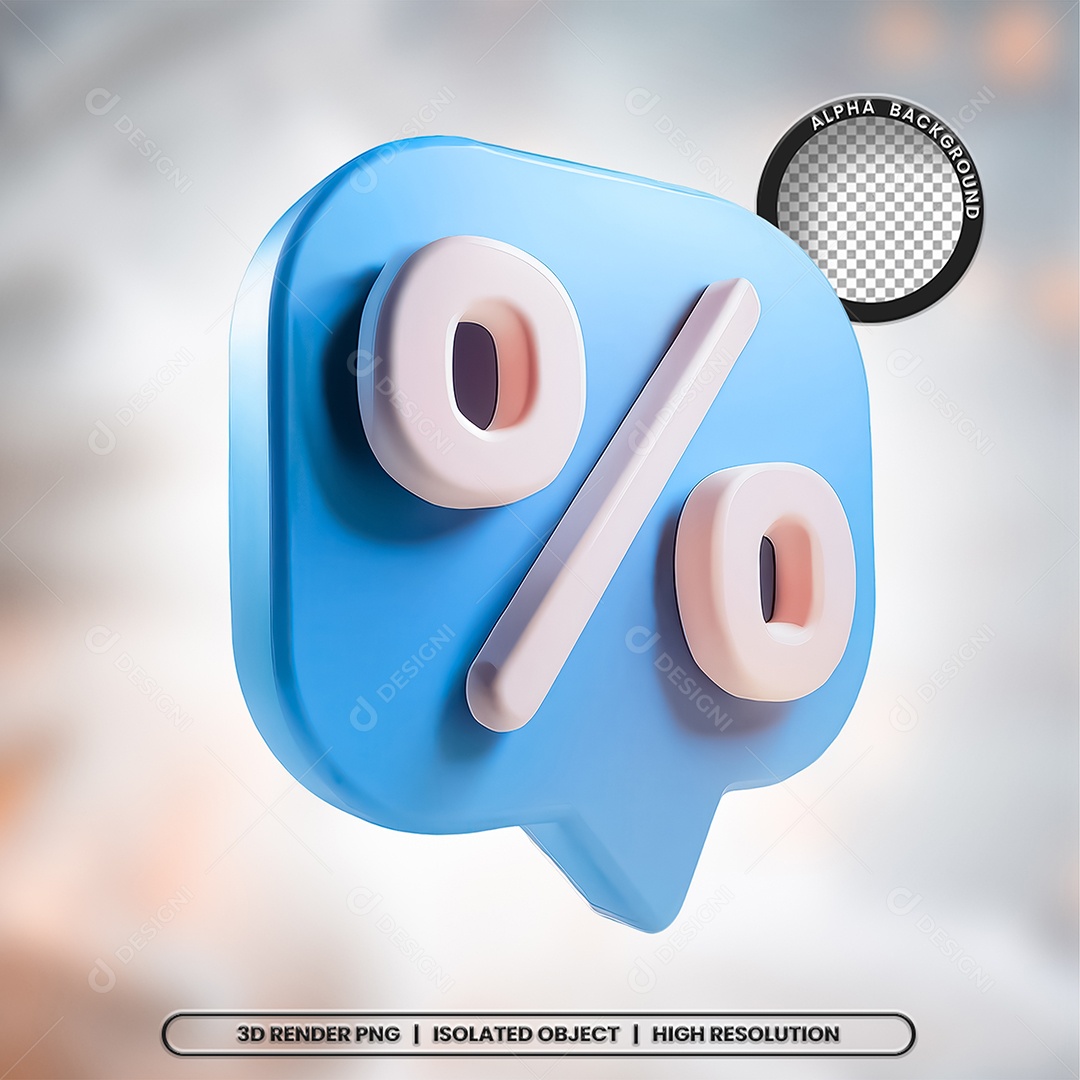 Selo 3D Render Porcentagem Elemento Ícone PSD