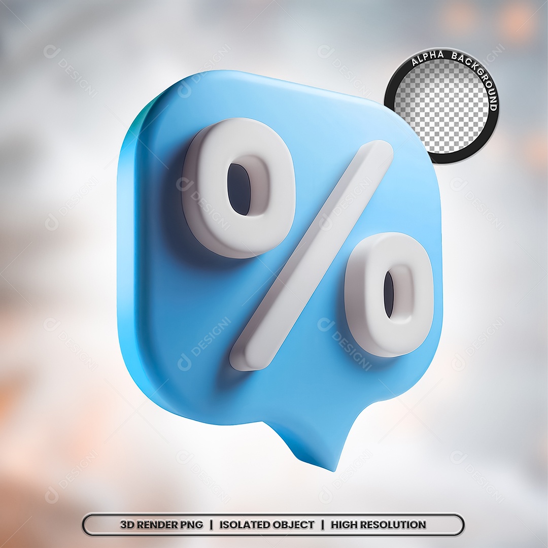 Selo 3D Render Porcentagem Elemento Ícone PSD
