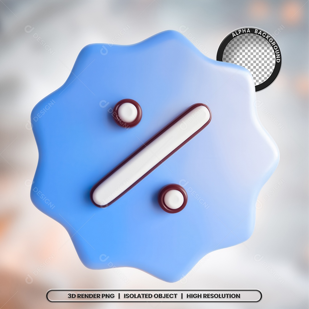 Selo 3D Render Porcentagem Elemento Ícone PSD